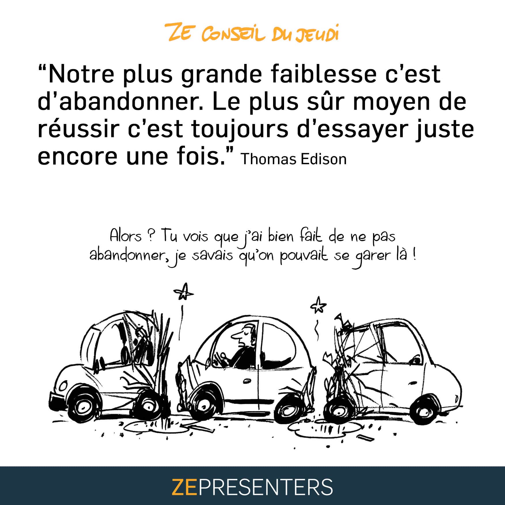 Incitation ludique à la prudence face aux conseils, avec une exception humoristique pour ceux de l'émetteur
